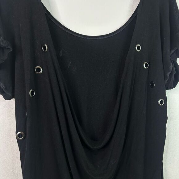 Affliction Womens Black Graphic Tee Size M‎ Bull Skull Studded Boho Western - Picture 7 of 11